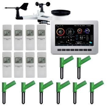 HP1000SE PRO Weather Station WiFi + Live Data Access Worldwide Home Climate Set (includes 8 x DP50 Temperature/Humidity, 8 x DP100 Soil Moisture)